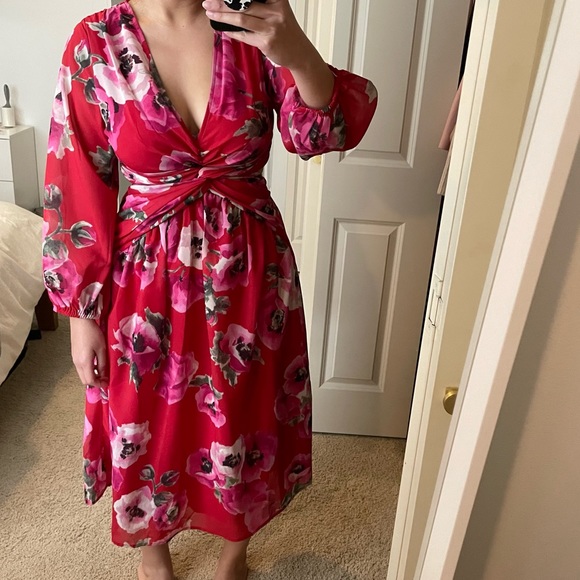 Anthropologie Dresses & Skirts - NWT Anthropologie Ranna Gill floral print cut out midi dress long sleeve size S